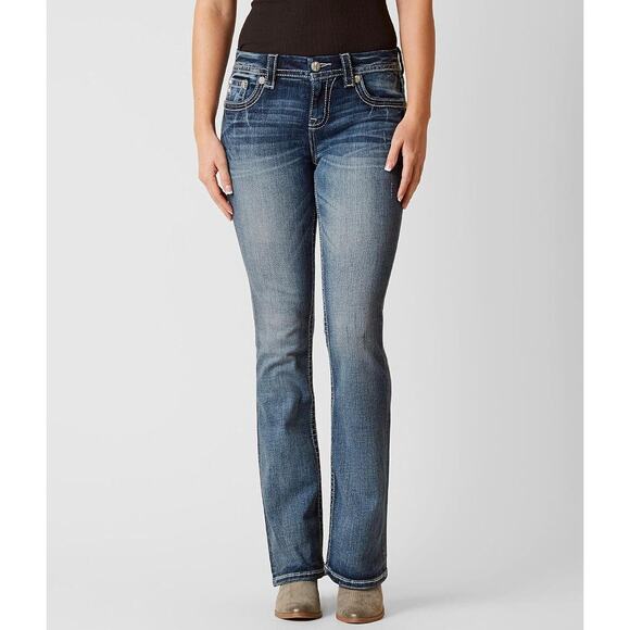 Miss Me Easy Bootcut Jeans Bedazzled Pockets Low Rise 26 - Picture 2 of 10